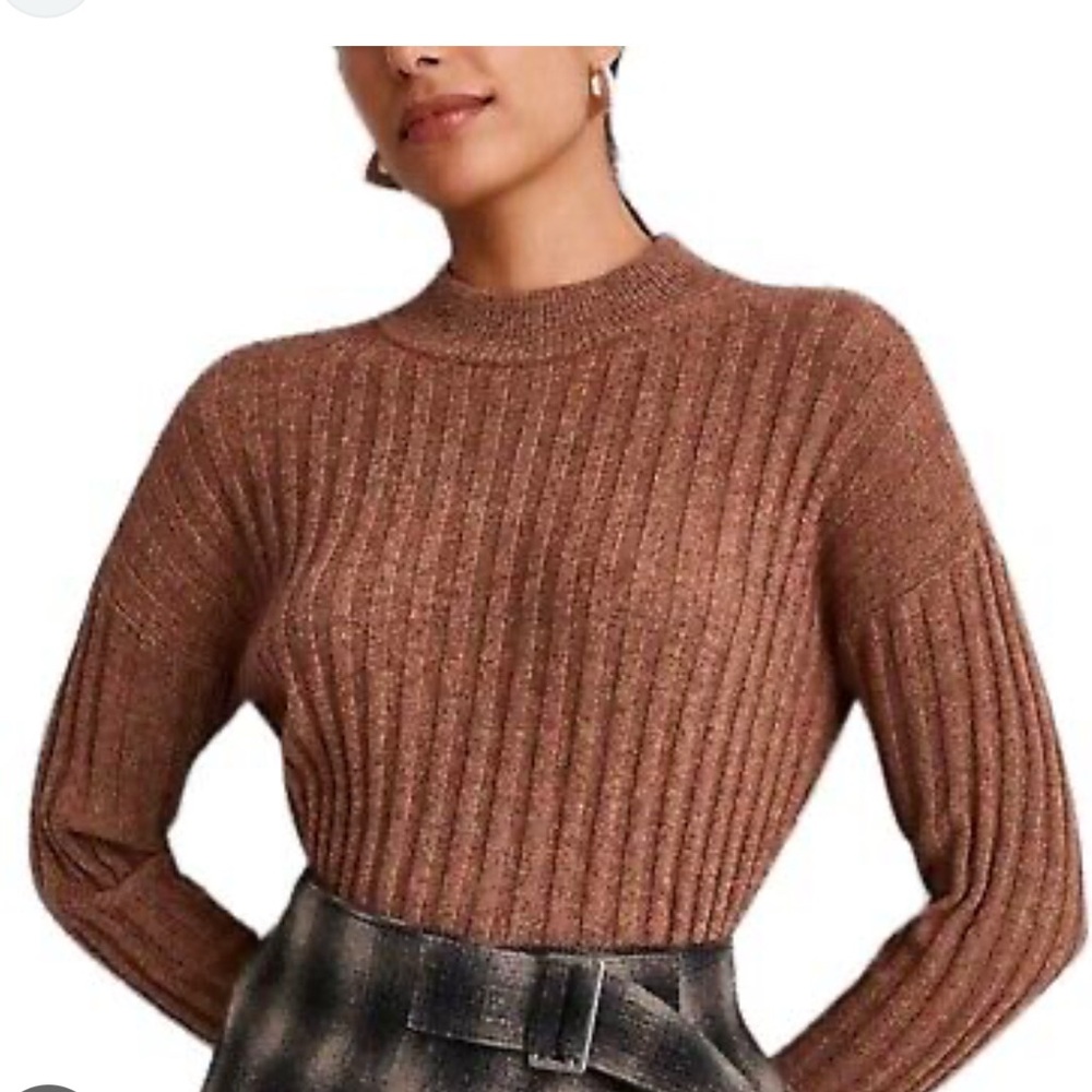 Madewell Mock Neck Ribbed Cropped Sweater - Picture 3 of 6